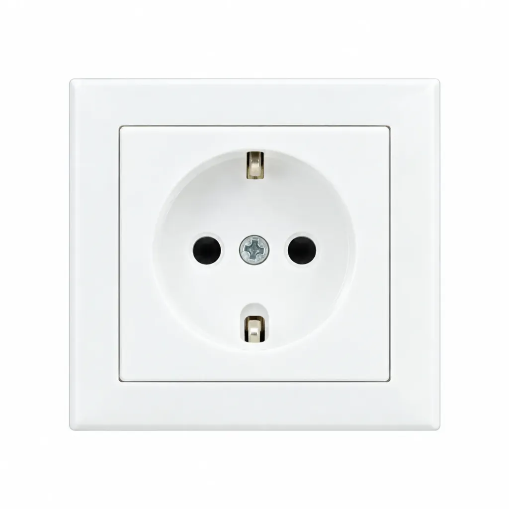 [93XX2211] Prise simple blanche avec terre latérale et protection enfant