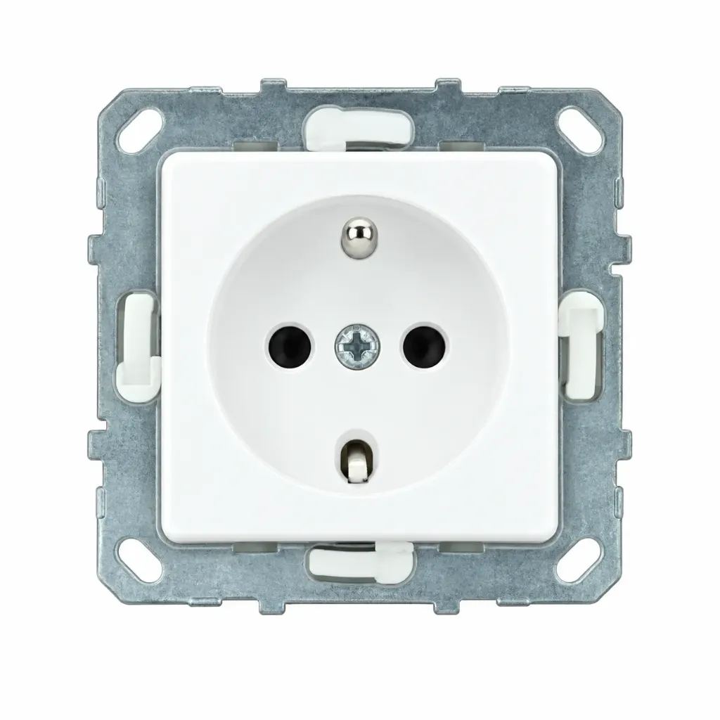 [00XX2221] White Side-Earth Single Socket with Cover