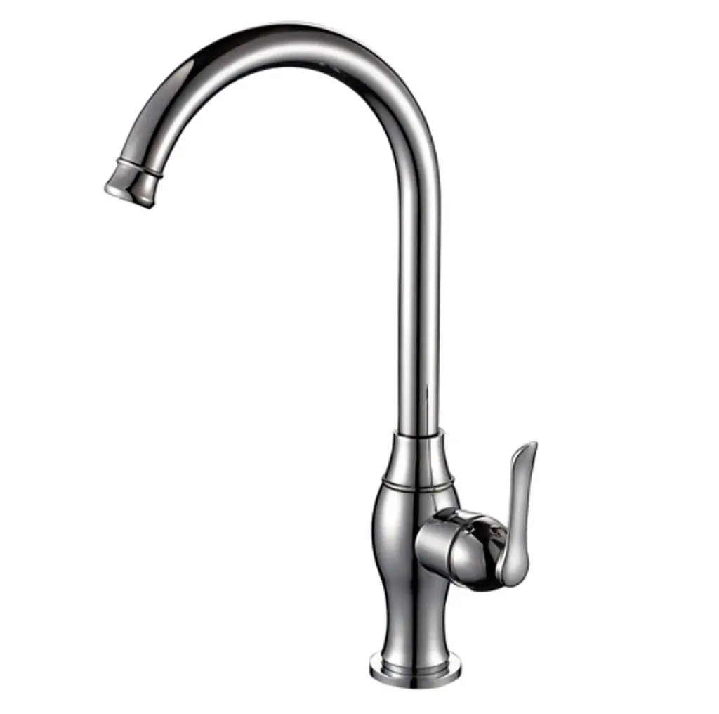Tauro Chrome-Like High-Arc Gooseneck Monoblock Sink Faucet with Side Lever