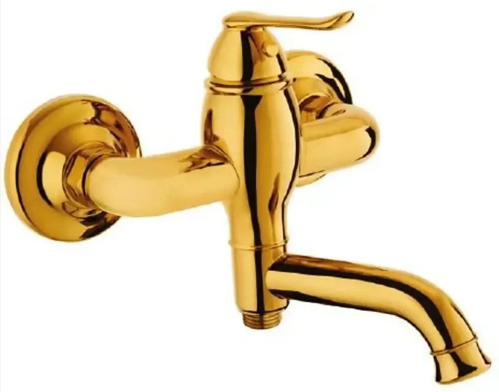 [MBB150-A] Robinet de salle de bain mural à levier unique Tauro Gold avec bec courbé