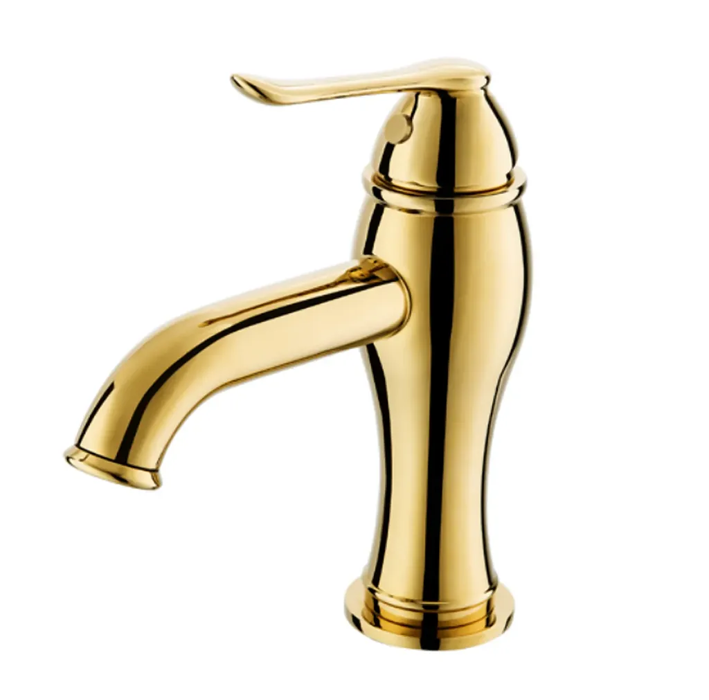 [MLB150-A] Tauro Gold Single Lever Curved Spout Wash Basin Faucet