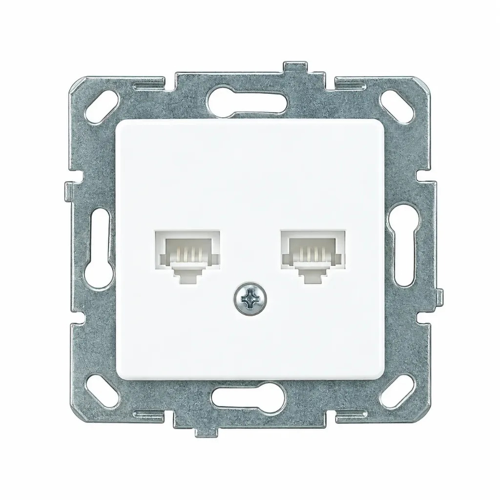 [00XX2119] White Double Data Jack Socket with Two Ports