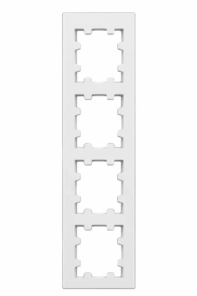 [93XX4D] Quartet White Vertical 4-Gang Electrical Frame
