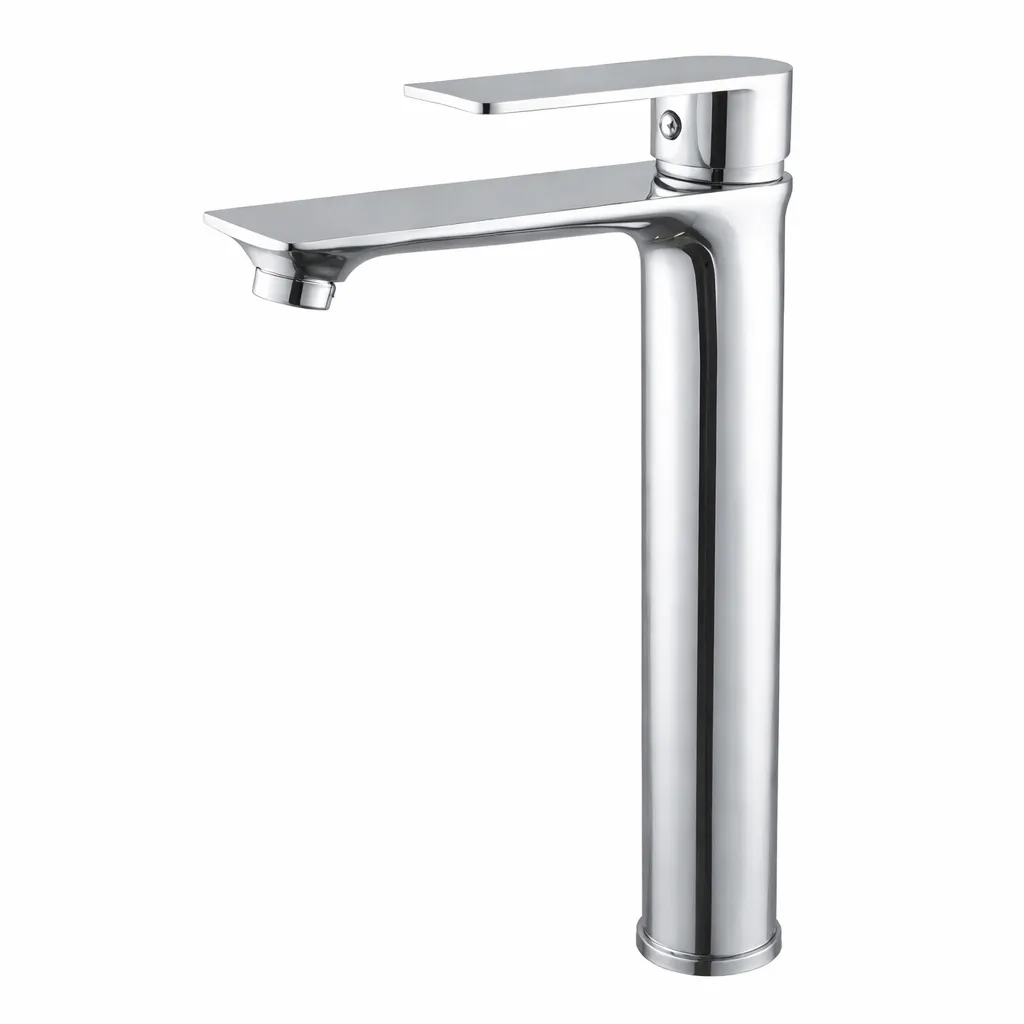[MSL155] Provido Chrome-Like Tall Countertop Wash Basin Faucet with Flat Spout