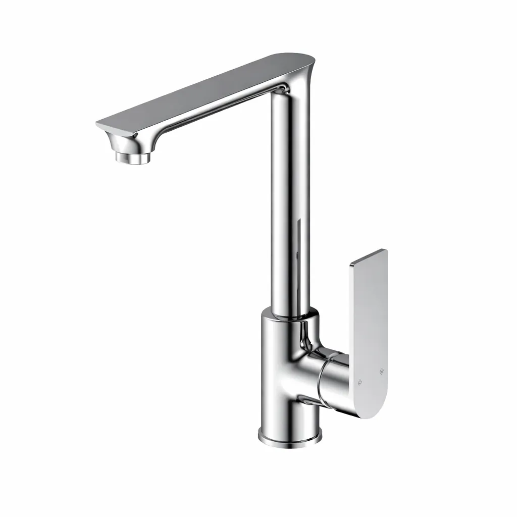Provido Chrome-Like Flat Spout Monoblock Sink Faucet with Single Lever