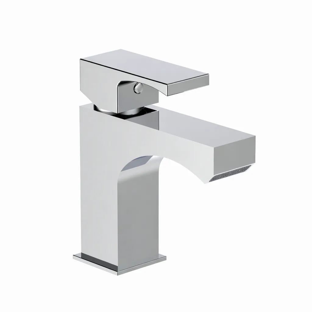 [MLB105] Robinet de lavabo carré à levier unique finition chrome Fuego avec bec plat
