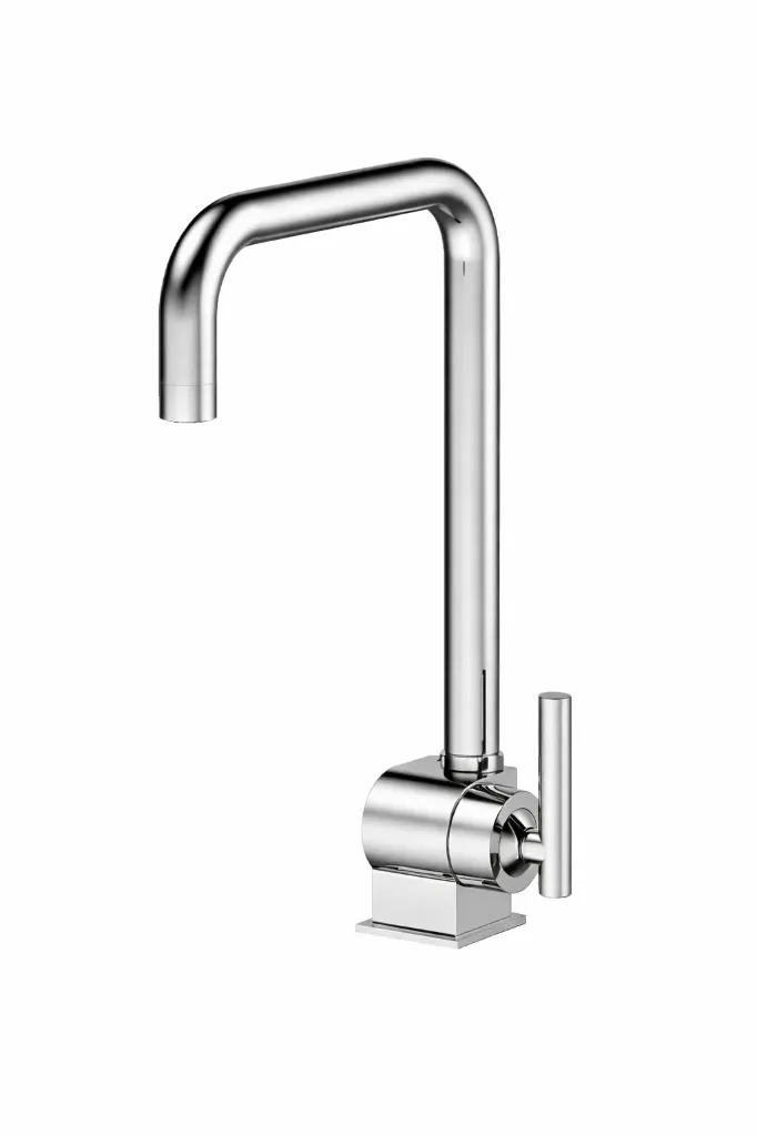 [MTE100] Robinet monobloc d'évier en forme de L Frezia aspect chrome avec levier latéral