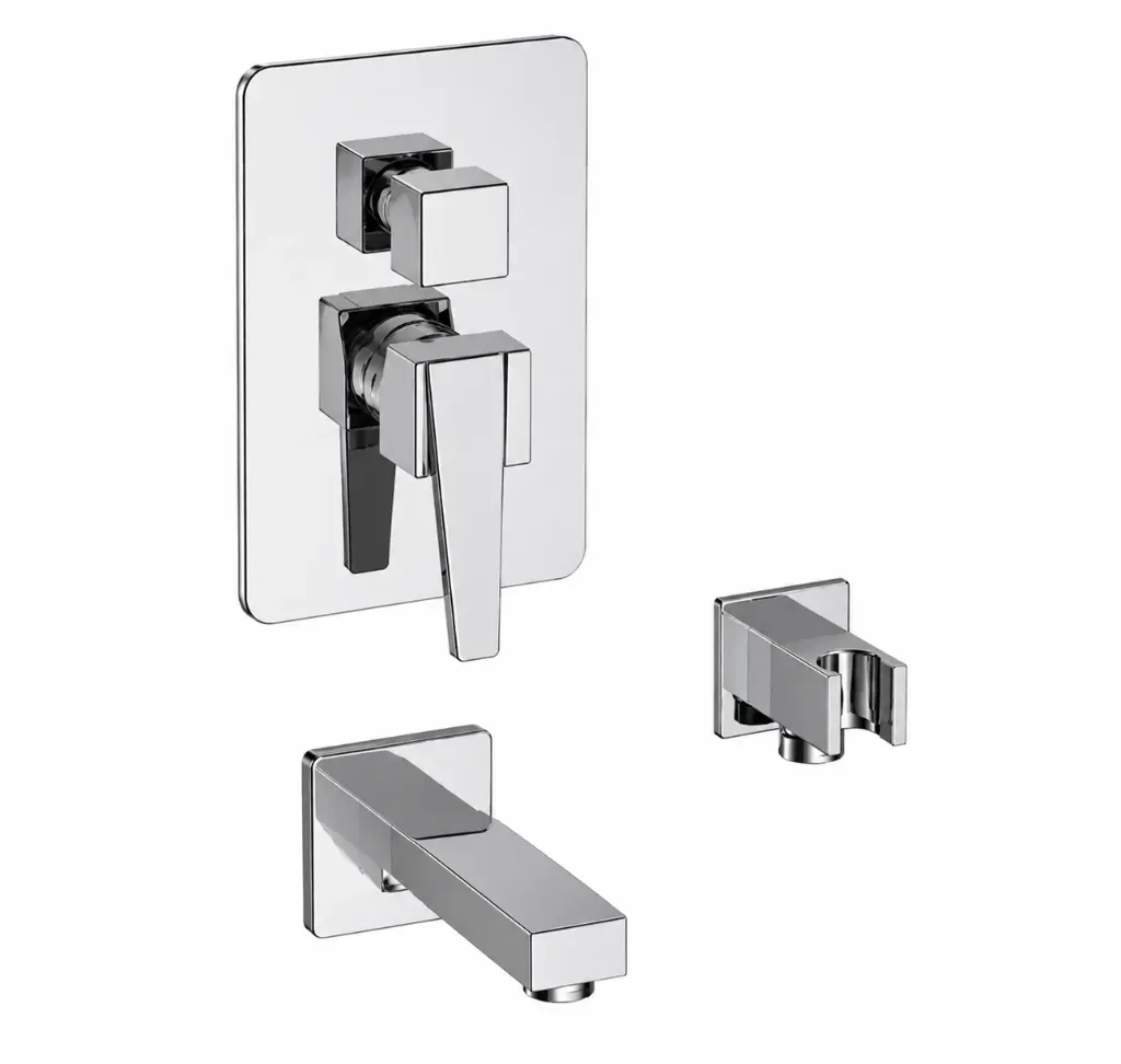 [MCA85] Robinetterie de salle de bain encastrée Ritmo aspect chrome avec inverseur 3 voies et sortie de douche