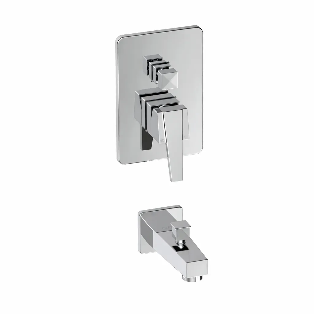 [MTA85] Ensemble de robinet de salle de bain mural entièrement encastré aspect chrome Ritmo