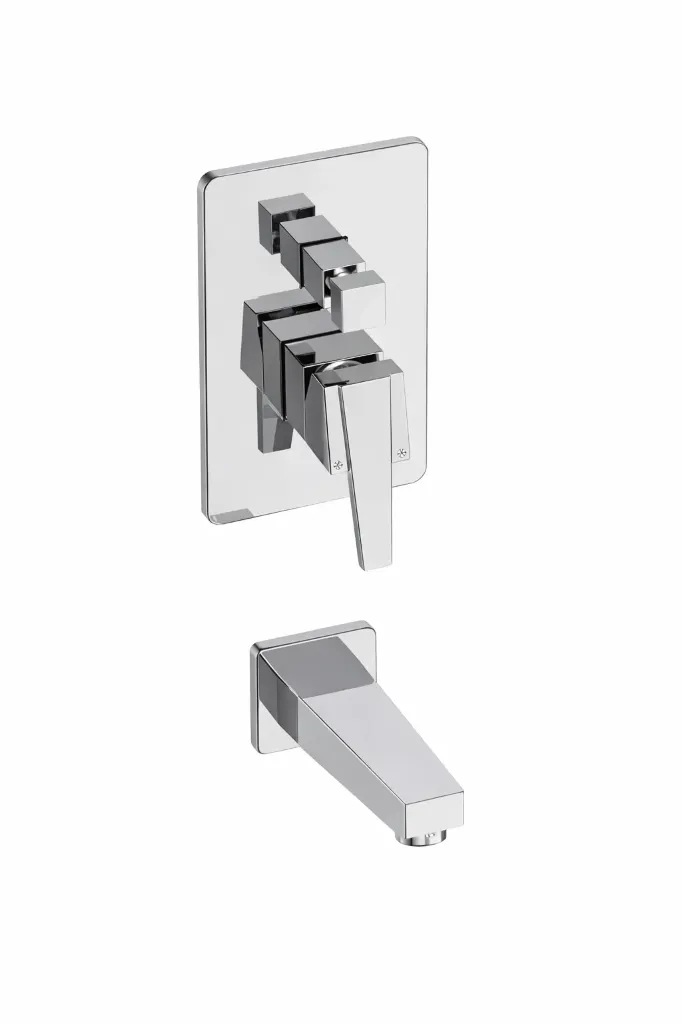 Ritmo Chrome-Like Concealed Bathroom Faucet with Flat Wall Spout and Single Lever