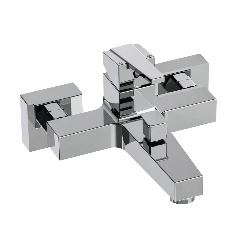 Ritmo Chrome-Like Wall-Mounted Bathroom Faucet with Flat Spout