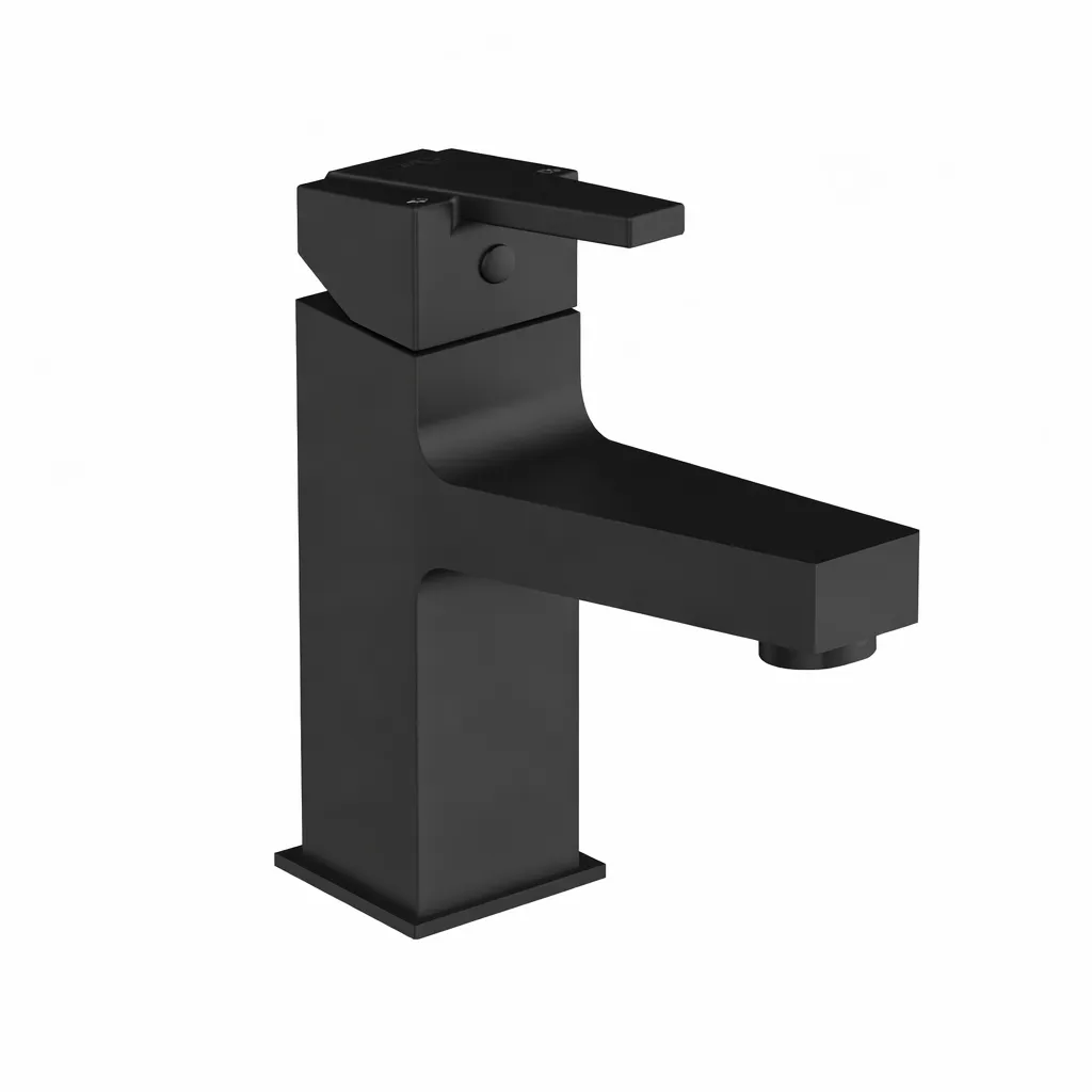 Ritmo Black Square Single-Handle Wash Basin Faucet with Rectangular Spout