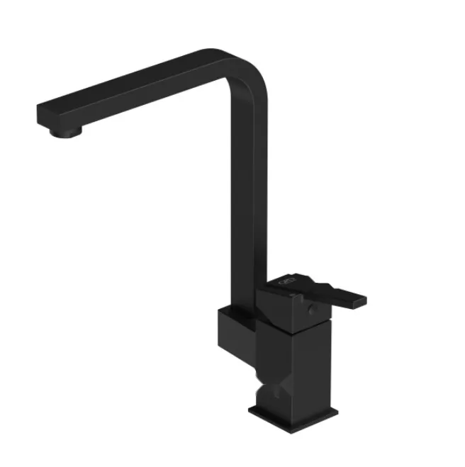 [MTE85-C-S] Robinet d'évier monobloc en L Ritmo noir avec levier unique