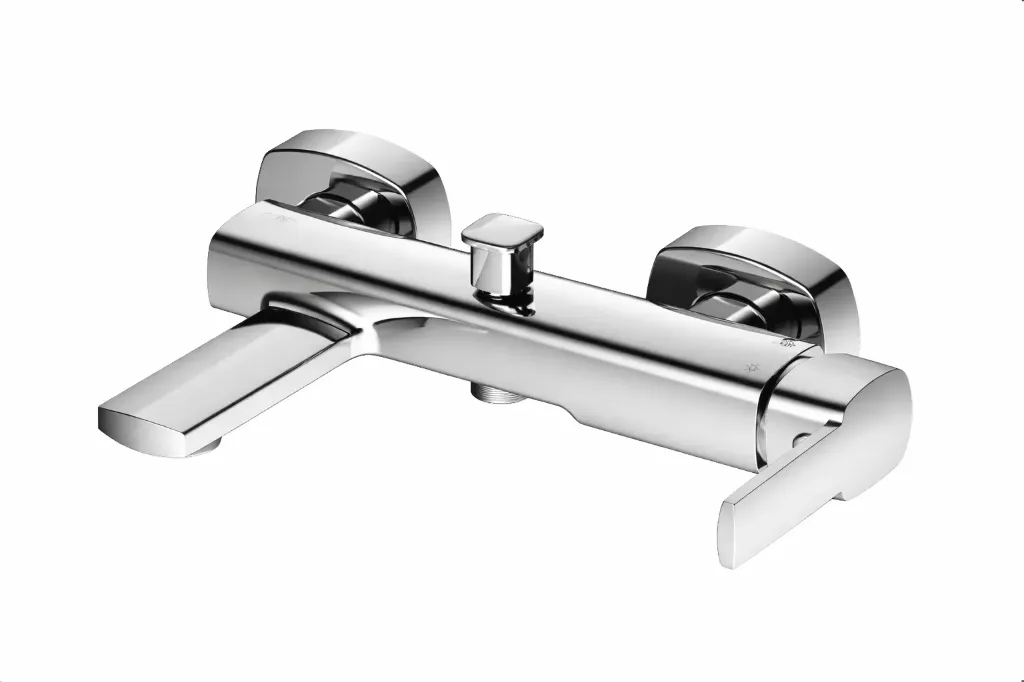 [MBB160] Robinet de salle de bain mural Pedra aspect chrome avec bec plat