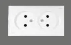 [95XX1204] White Double Electrical Socket with Twin Round Outlets
