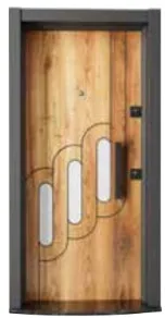 Laminox Series Wood-Effect Exterior Door with Geometric Panel Design