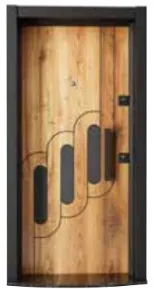 Laminox Series Wood-Look Exterior Door with Dark Frame