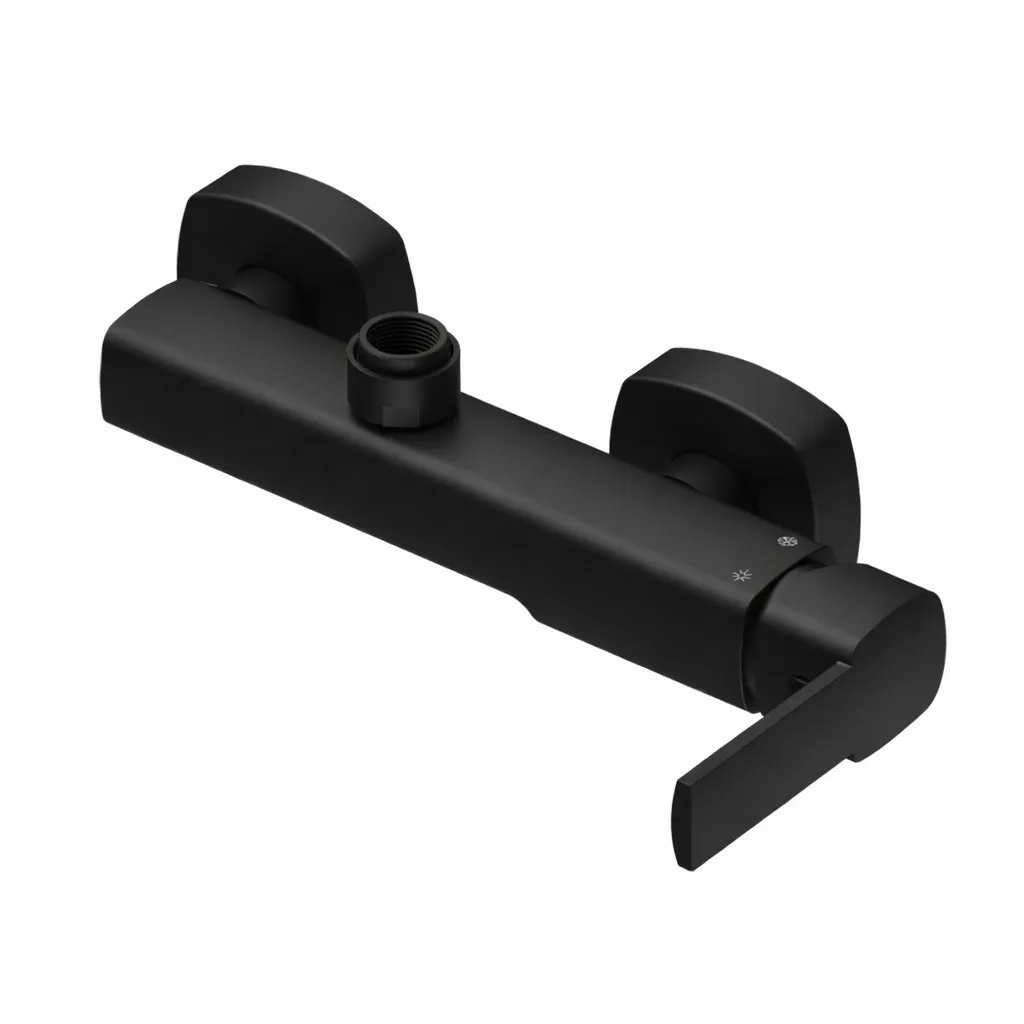[MDU160-S] Pedra Black Wall-Mounted Shower Armature with Upper Connection and Single Lever
