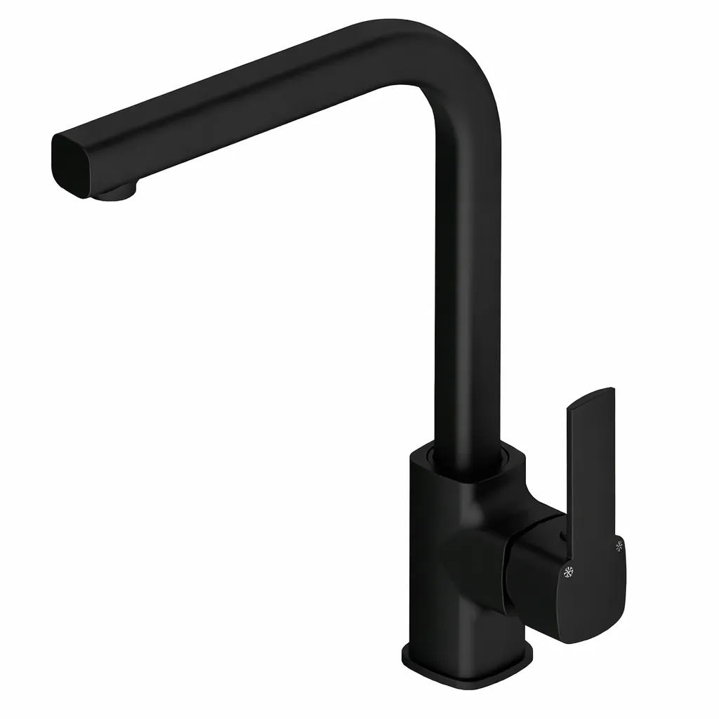 [MTE160-S] Pedra Black L-Shaped Monoblock Sink Faucet with Side Lever