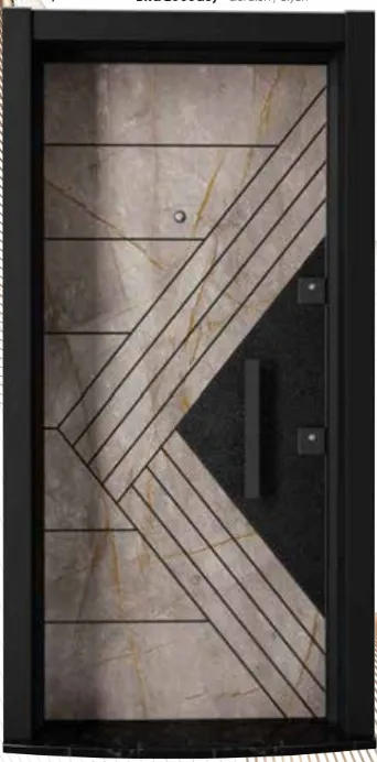 Laminox Series Geometric Exterior Door with Black Frame and Pull Handle