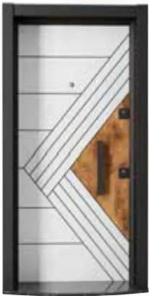 Laminox Series Geometric Exterior Door with Wood-Look Accent