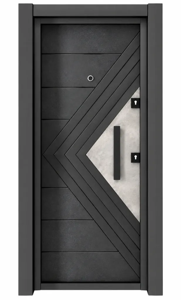 Porte extérieure Laminox Série Dark Geometric avec poignée verticale