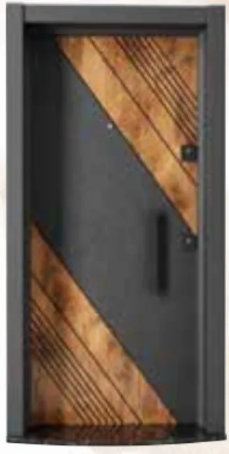 Porte extérieure Laminox Série gris foncé et effet bois à panneaux diagonaux