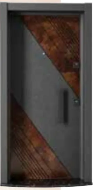 Laminox Series Exterior Door with Diagonal Grey and Wood-Look Design