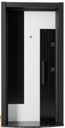 Laminox Series Black and White Exterior Door with Vertical Panel Design