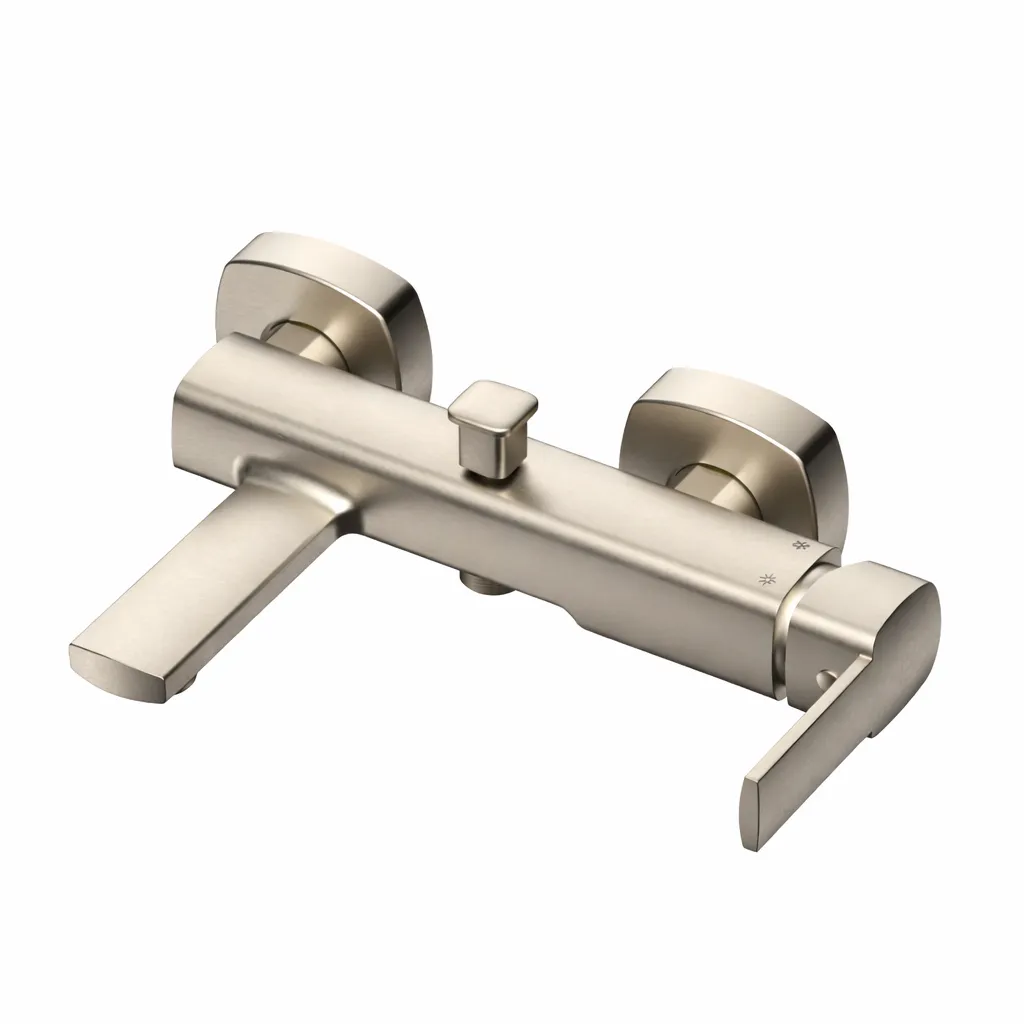 [MBB160-BN] Pedra Brushed-Look Gold-Tone Wall-Mounted Bathroom Faucet with Flat Spout