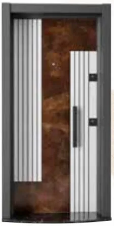 Laminox Series Brown and Grey Striped Exterior Door with Black Handle