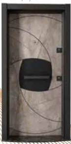 Porte extérieure Laminox Série effet pierre beige avec cadre foncé