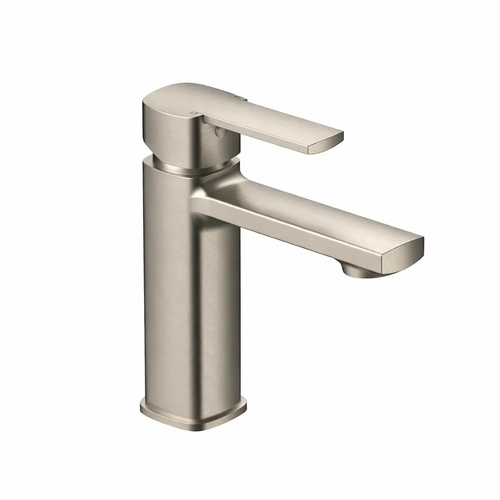 [MLB160-BN] Robinet de lavabo à levier unique Pedra ton champagne monté sur plage avec bec plat