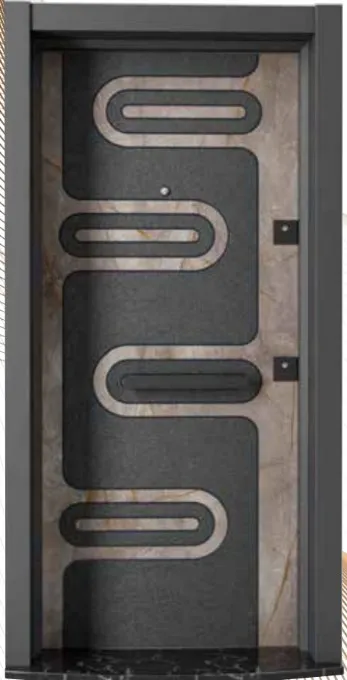 Porte extérieure Laminox Série Dark avec panneau rectangulaire arrondi