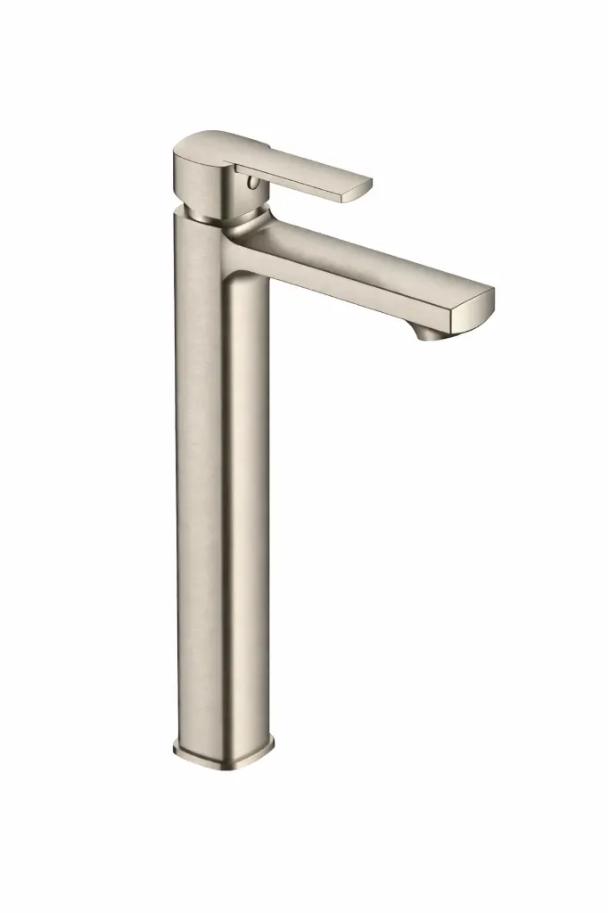 [MSL160-BN] Robinet de lavabo sur comptoir haut Pedra aspect champagne brossé avec bec plat