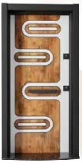 Laminox Series Wood-Look Exterior Door with Rounded Rectangular Panel Design