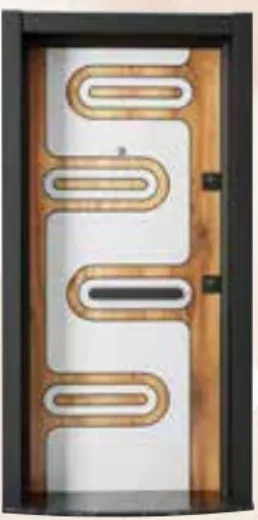 Laminox Series Exterior Door with Wood-Look Geometric Panel Design