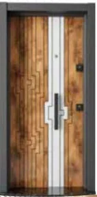 Laminox Series Wood-Look Exterior Door with Central Light Accent