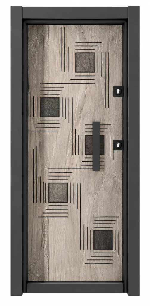 Laminox Series Grey-Brown Geometric Exterior Door