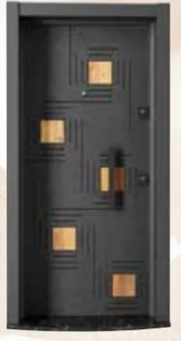 Laminox Series Black Exterior Door with Geometric Glazed Inserts