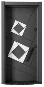 Laminox Series Dark Geometric Exterior Door with Angular Accents
