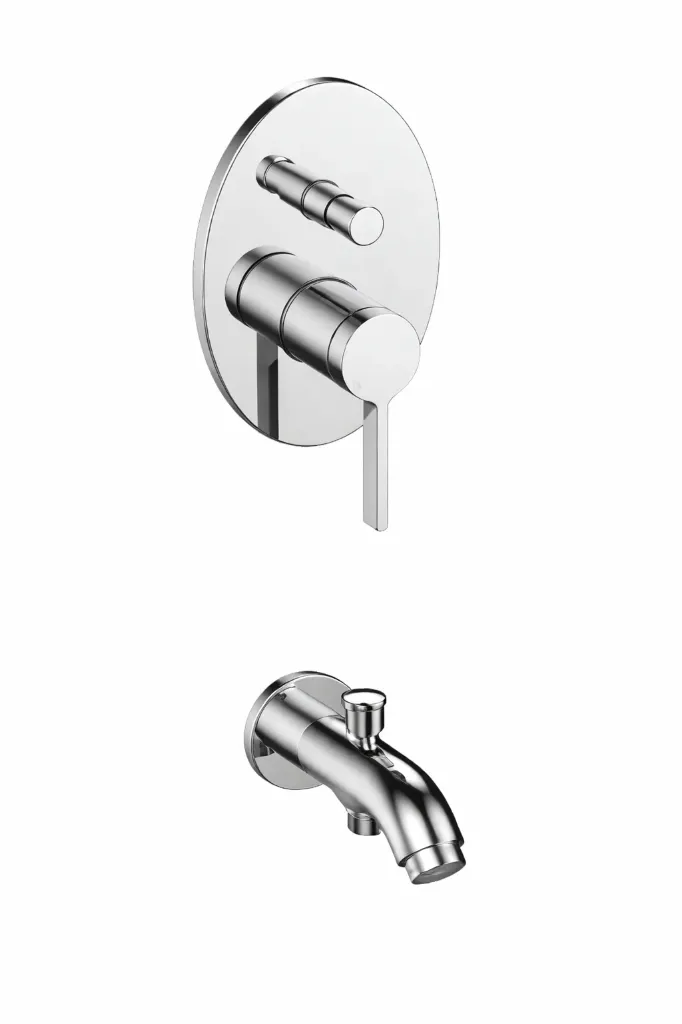 Gildo Chrome-Look Fully Concealed Bathroom Faucet with Wall-Mounted Spout