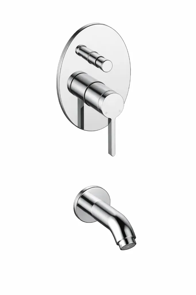 [MAB165] Gildo Chrome-Like Concealed Wall-Mounted Bathroom Faucet with Single Lever and Curved Spout