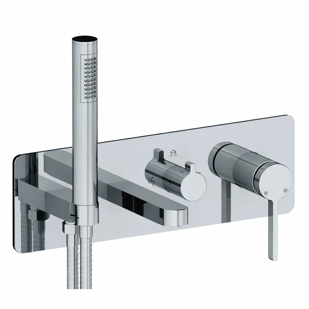 [MKA165] Gildo Chrome-Look Concealed Wall-Mounted Bathroom Mixer Faucet with Hand Shower
