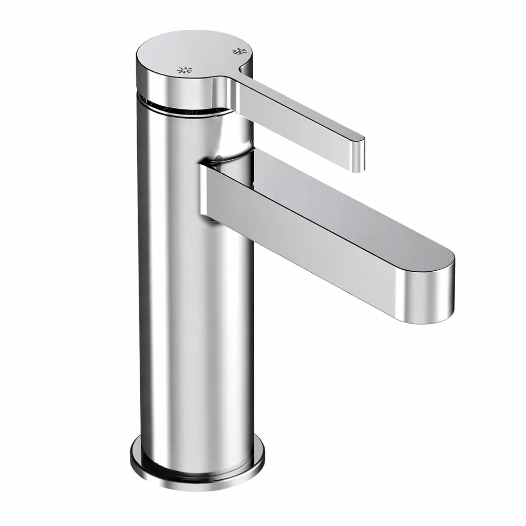 [MLB165] Gildo Chrome-Look Single-Lever Wash Basin Faucet with Flat Spout