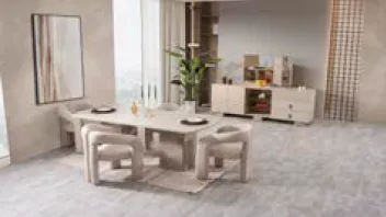 Ensemble de salle à manger en grès Amore avec console, miroir et table à manger