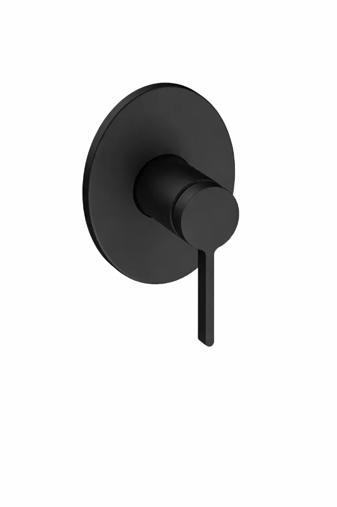 Gildo Black Concealed Shower Armature with Round Plate and Single Lever