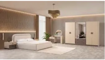 Milas Dafne Bedroom Set with 6-Door Wardrobe and 150 x 200 Bedstead