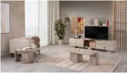 Ensemble de mobilier de divertissement Amore en grès avec unités TV, table basse et table d'appoint
