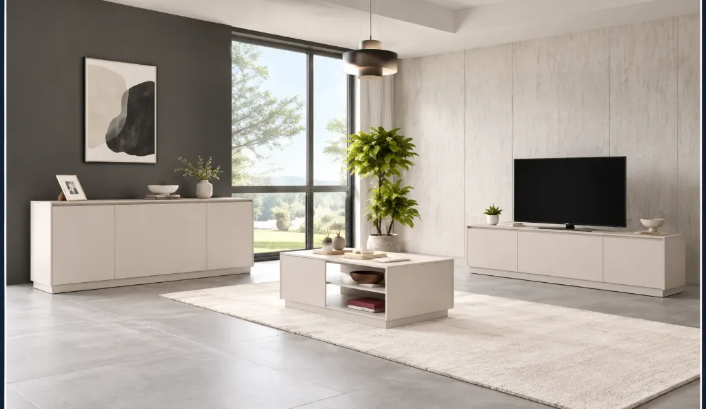 Panama Sandstone Entertainment Set with Coffee Table, Consoles and TV Unit